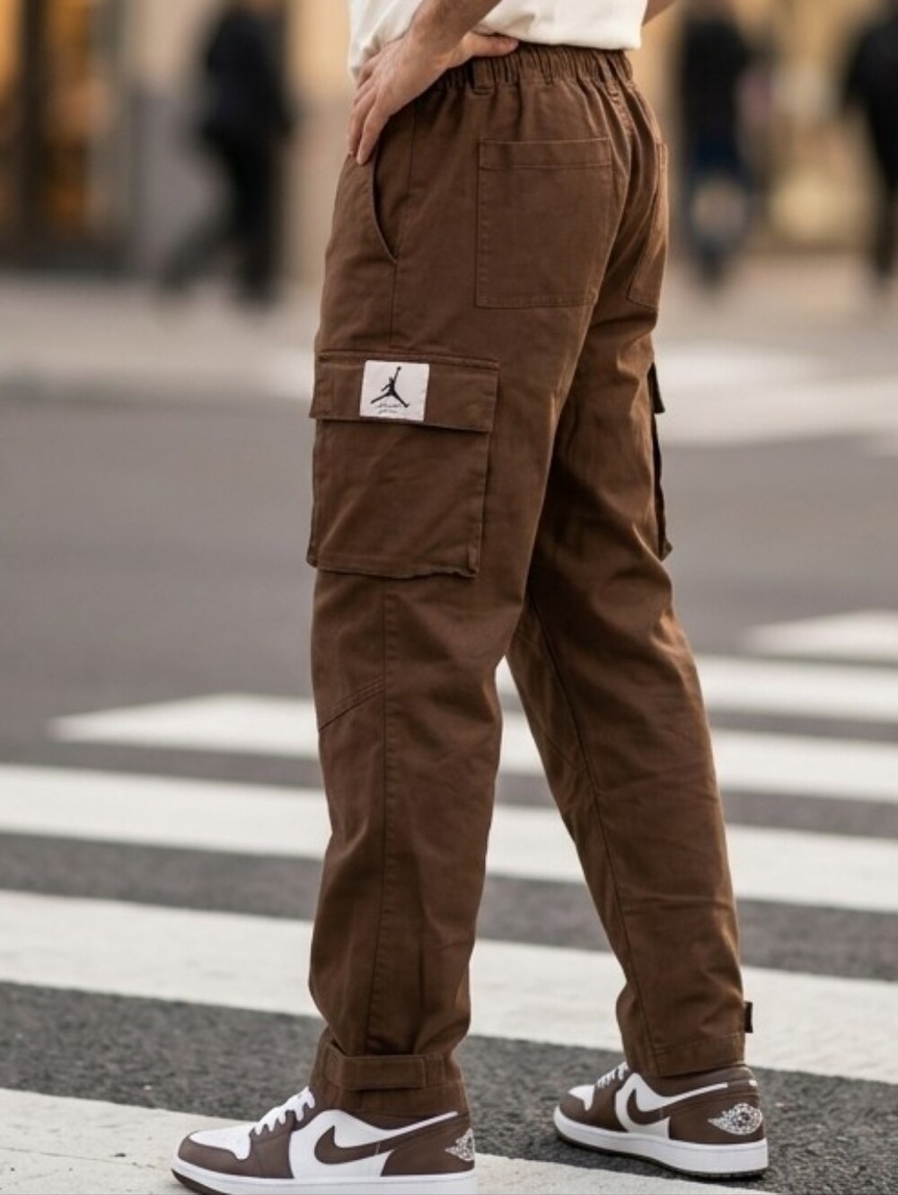 Air Jordan SZ XL Brown Cargo Joggers W/Jumpman Patch Athleisure Utility Casual